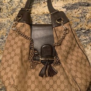 Gucci Monogram Medium Emily Hobo Dark Brown